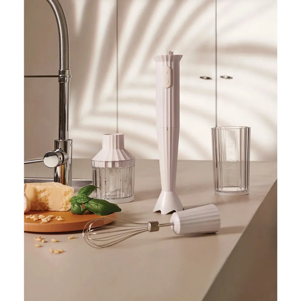 Alessi Plissé Hand Blender Set, 34cmx7cm, White