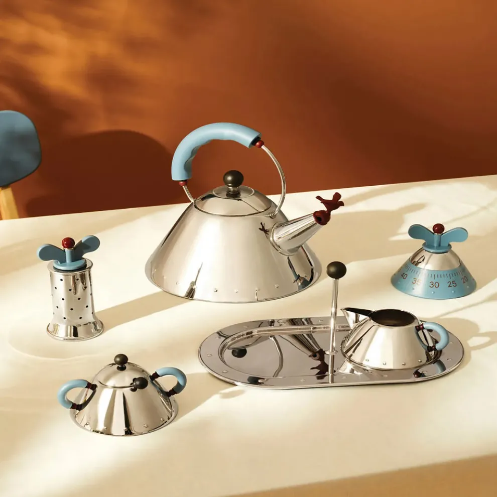 Alessi Small Bird Shaped Kettle, 2L, Black Silver