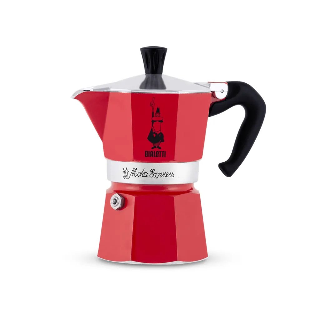 Bialetti Moka Express Hob Espresso Coffee Maker, 6 Cups, Red
