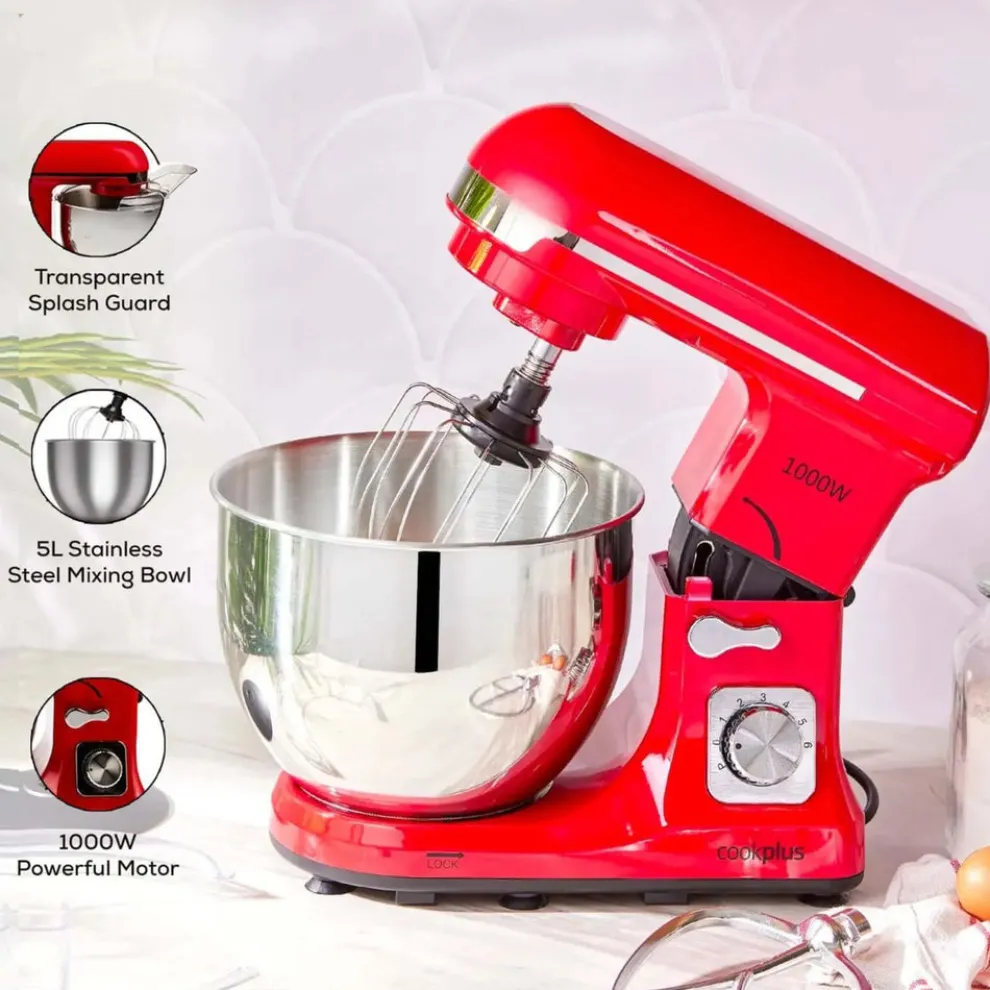 Cookplus Quick Chef Stand Mixer, 5L, 1000W, Red
