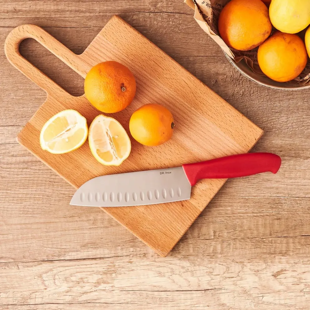 Dr. Inox Santoku Knife, 20cm, Red
