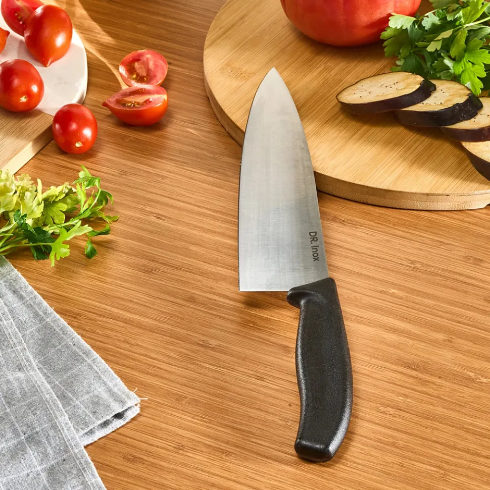 Dr. Inox Stainless Steel Chef's Knife, 33cm, Black
