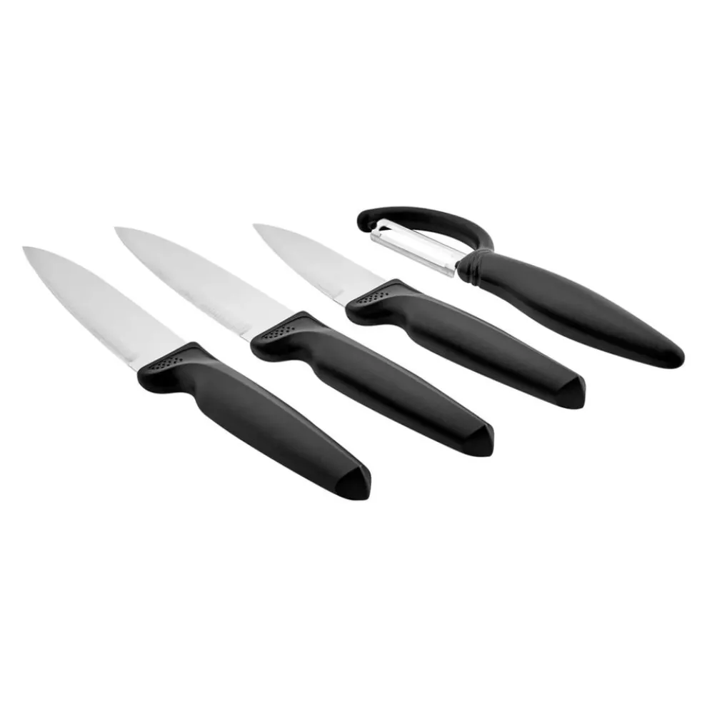 Dr.Inox 4 Piece Stainless Steel Knife Set, Black