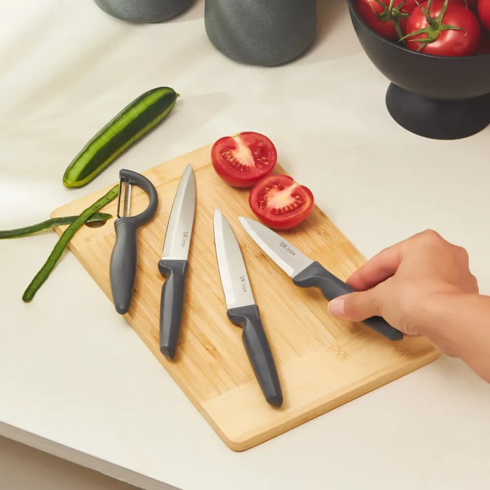 Dr.Inox 4 Piece Stainless Steel Knife Set, Grey