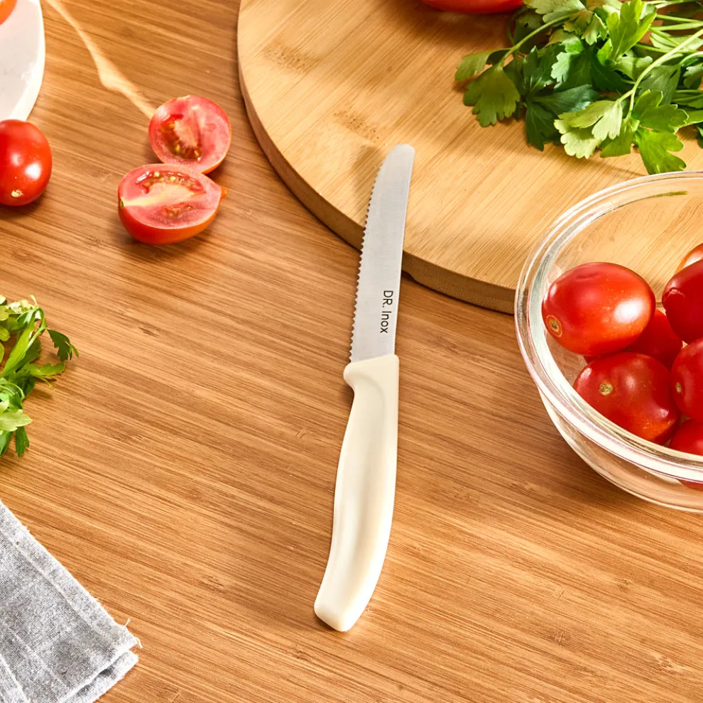 Dr.Inox Stainless Steel Tomato Knife, 22cm, Cream
