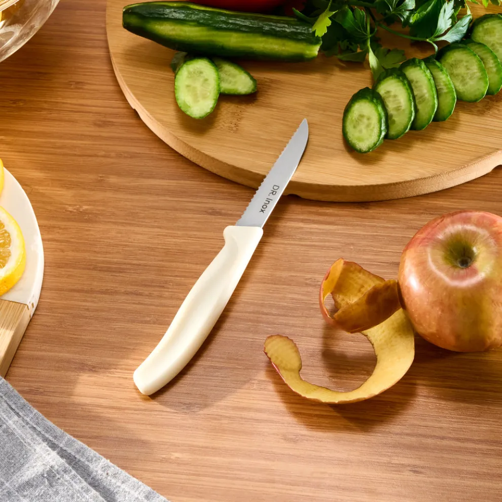 Dr.Inox Stainless Steel Serrated Paring Knife, 19cm, Cream