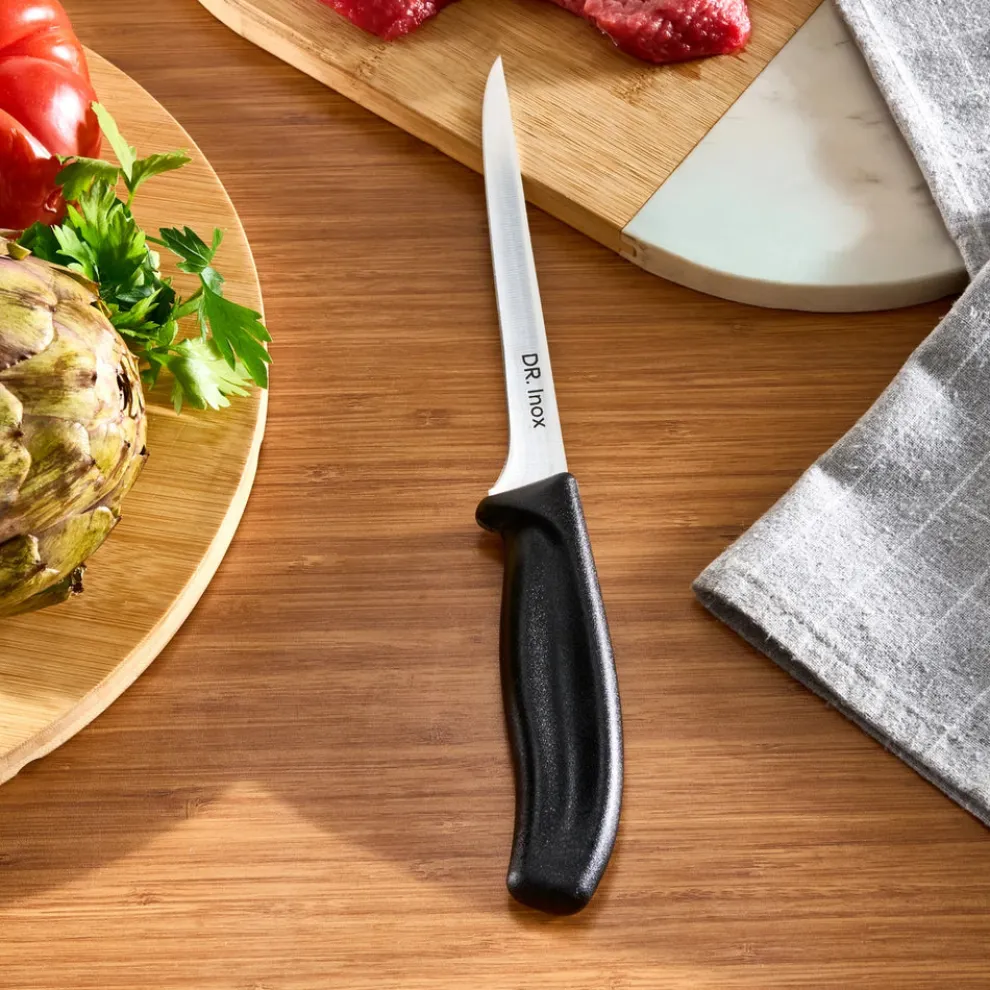 Dr.Inox Stainless Steel Boning Knife, 28cm, Black