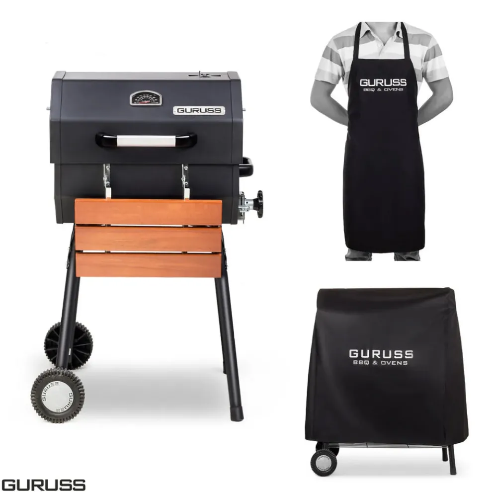 Guruss Steel Charcoal Barbecue Set, 50cm, Black
