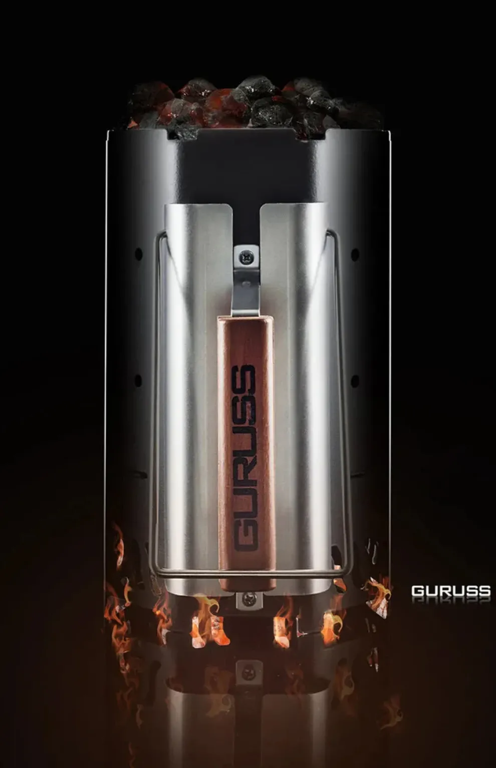 Guruss Volcano Chimney Starter, 30cmx18cmx31cm, Matte Black