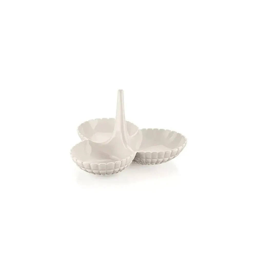 Guzzini Tiffany 3-Compartment Snack Bowl, Light Cream