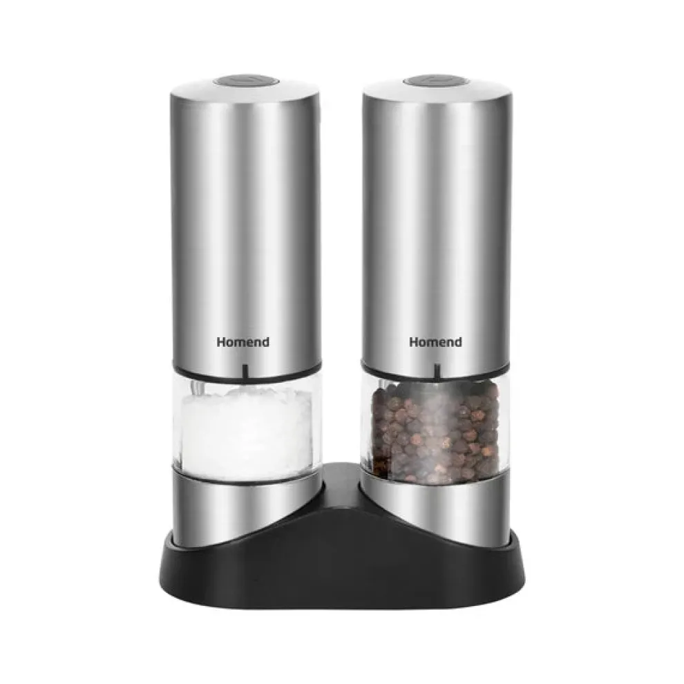 Homend Grindgo 6003 2-Piece Rechargeable Seasoning Mill Set, Inox