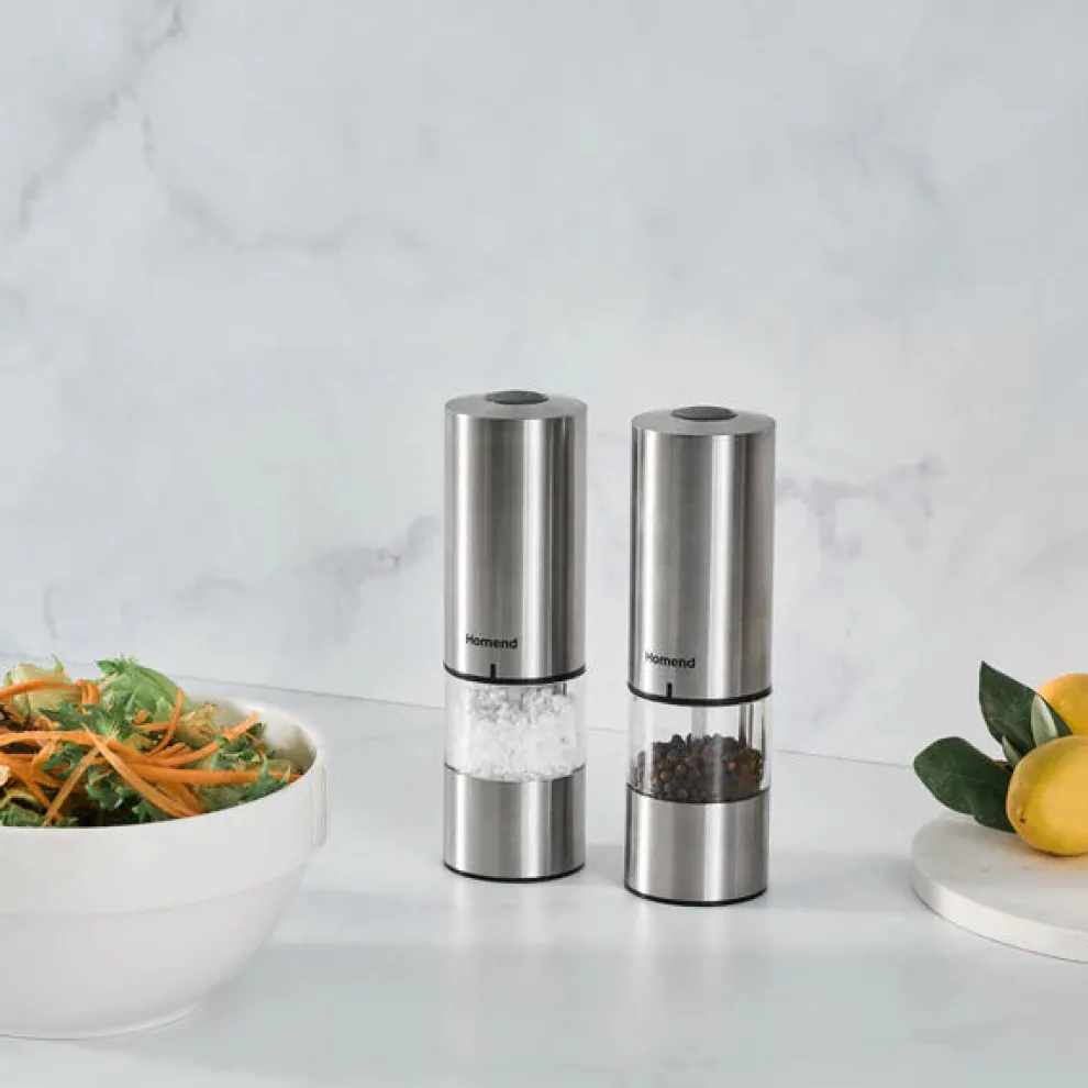 Homend Grindgo 6003 2-Piece Rechargeable Seasoning Mill Set, Inox
