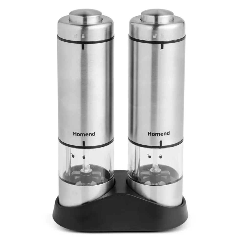 Homend Grindgo 6005UK Electric Salt & Pepper Grinder, Grey