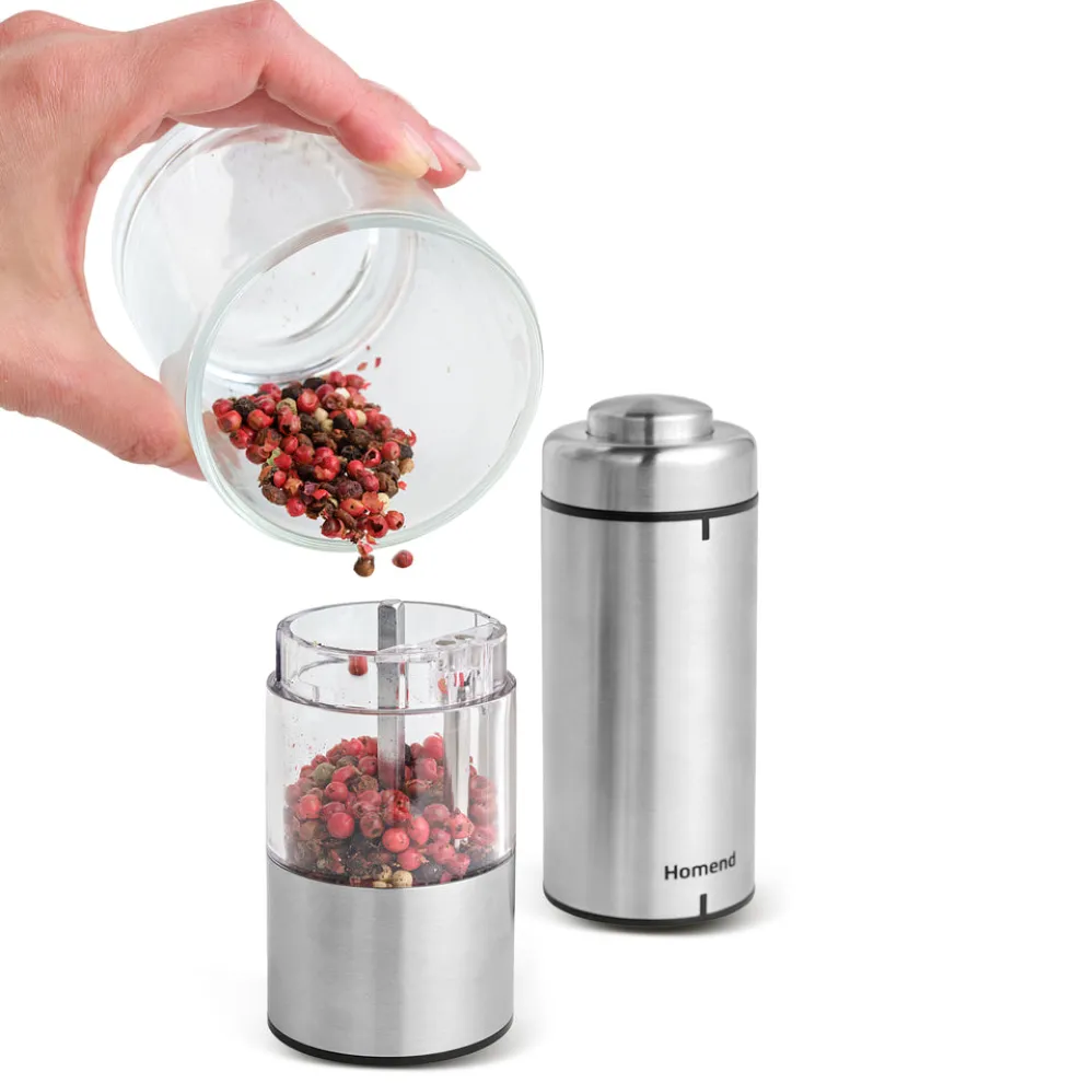Homend Grindgo 6005UK Electric Salt & Pepper Grinder, Grey