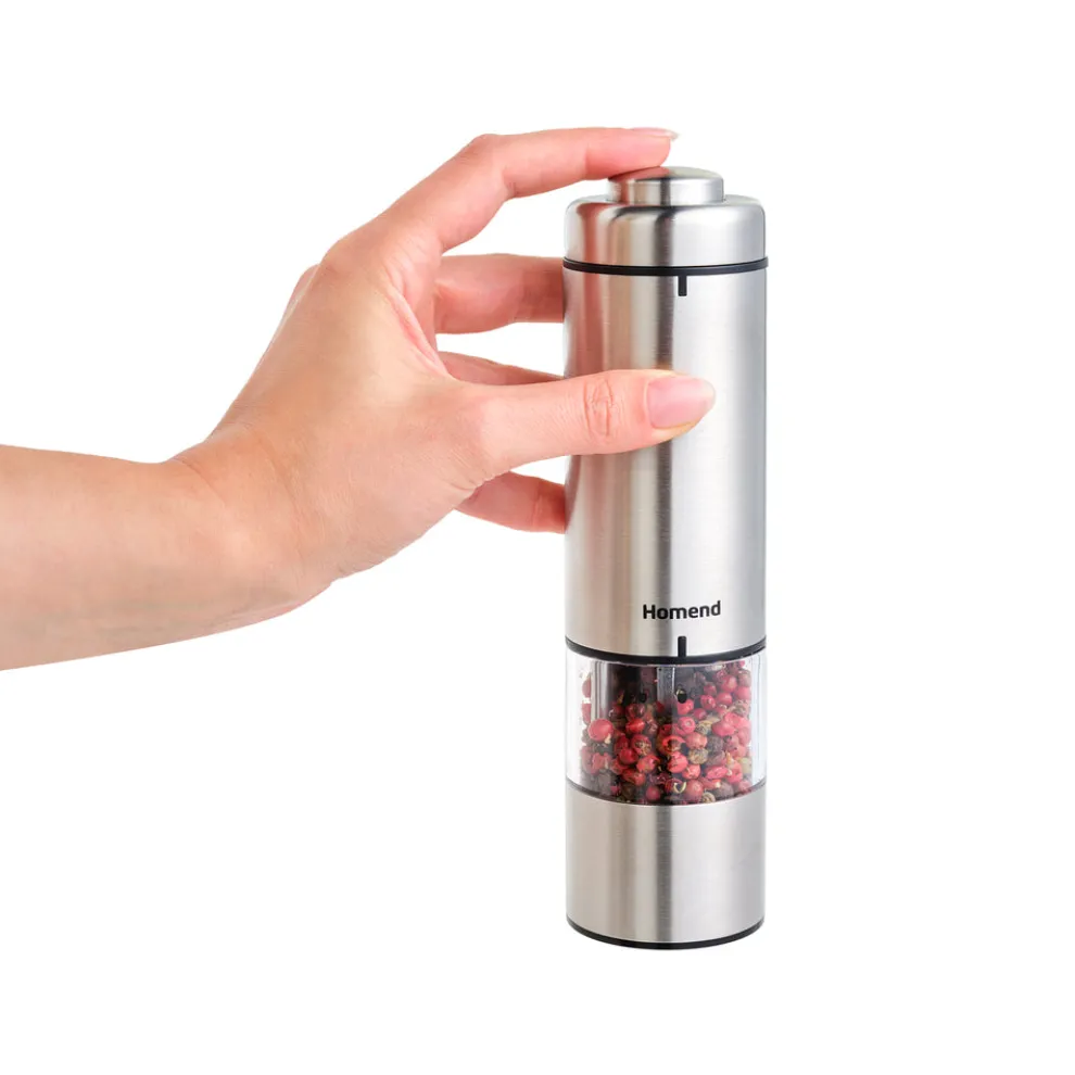 Homend Grindgo 6005UK Electric Salt & Pepper Grinder, Grey