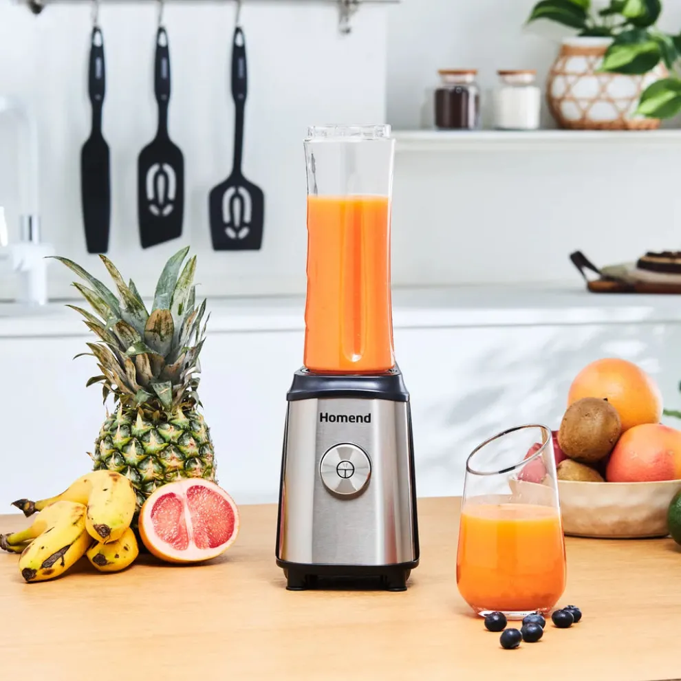 Homend Mixfresh Smoothie Blender, 2x 600ml Bottle, 350W, Inox Black