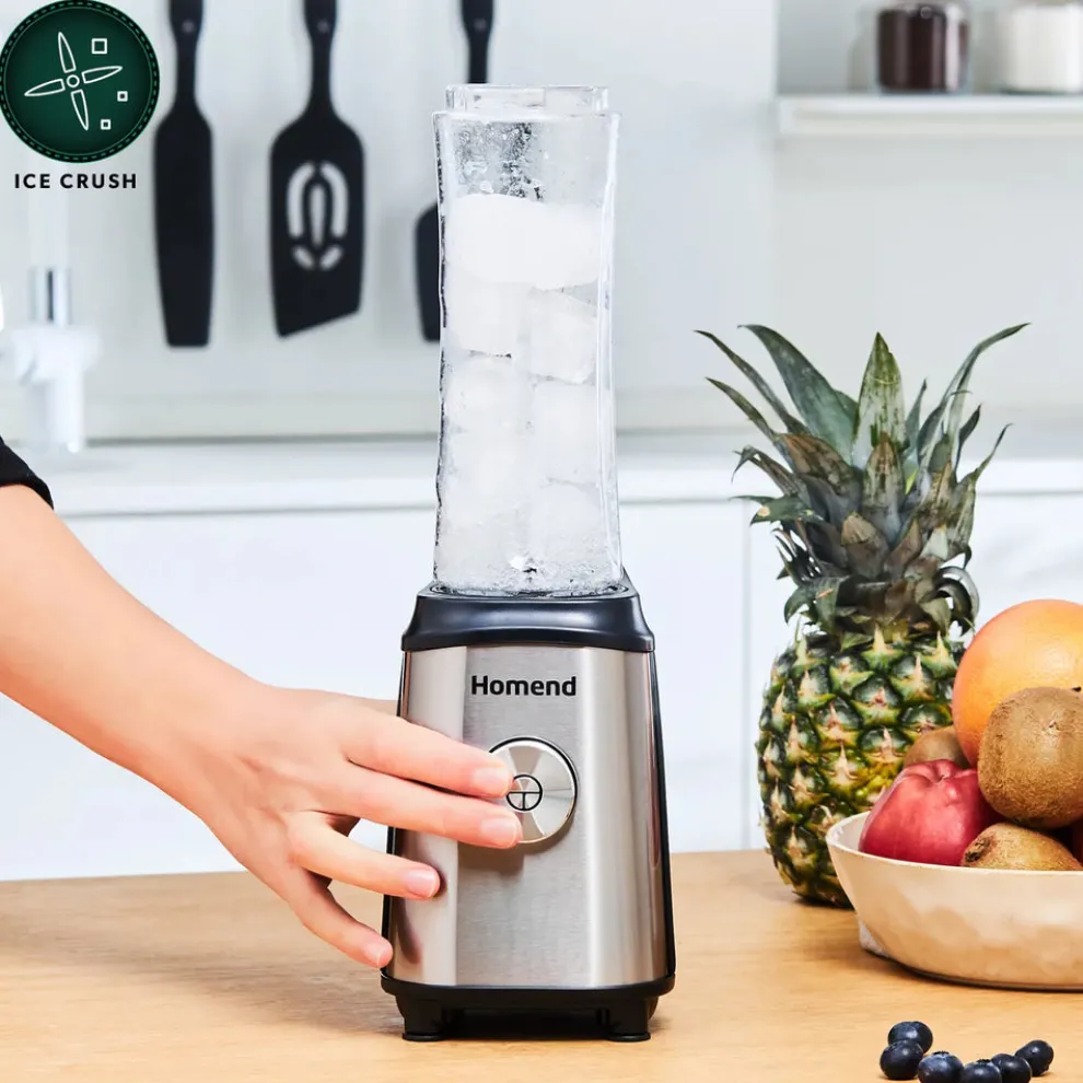 Homend Mixfresh Smoothie Blender, 2x 600ml Bottle, 350W, Inox Black