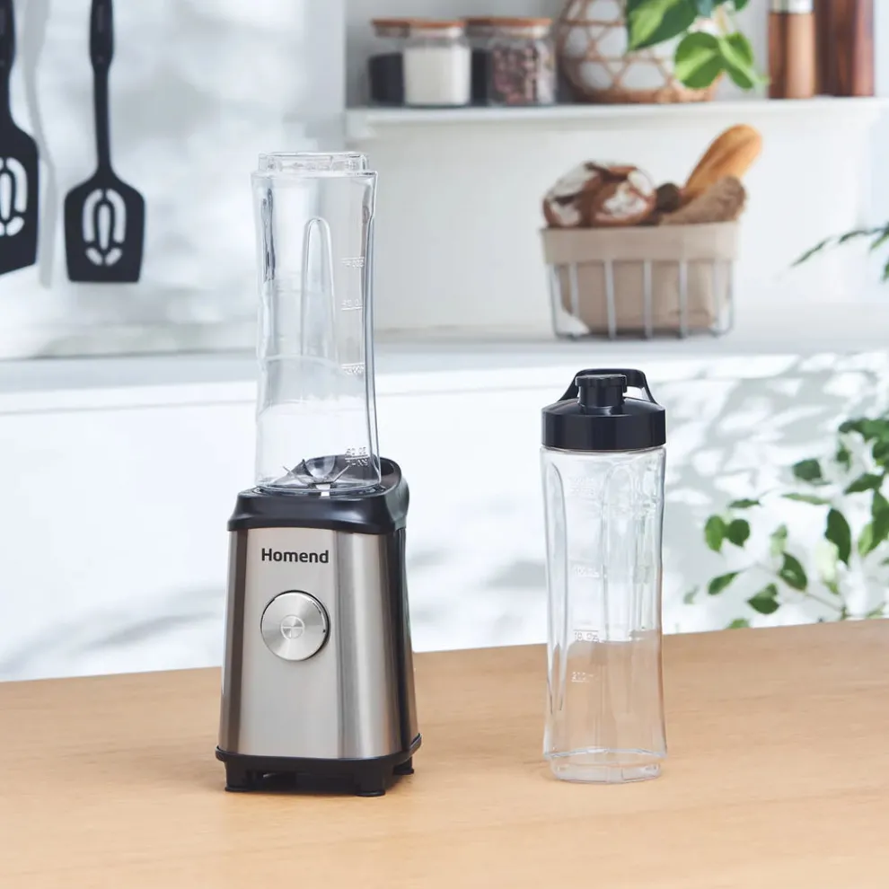 Homend Mixfresh Smoothie Blender, 2x 600ml Bottle, 350W, Inox Black
