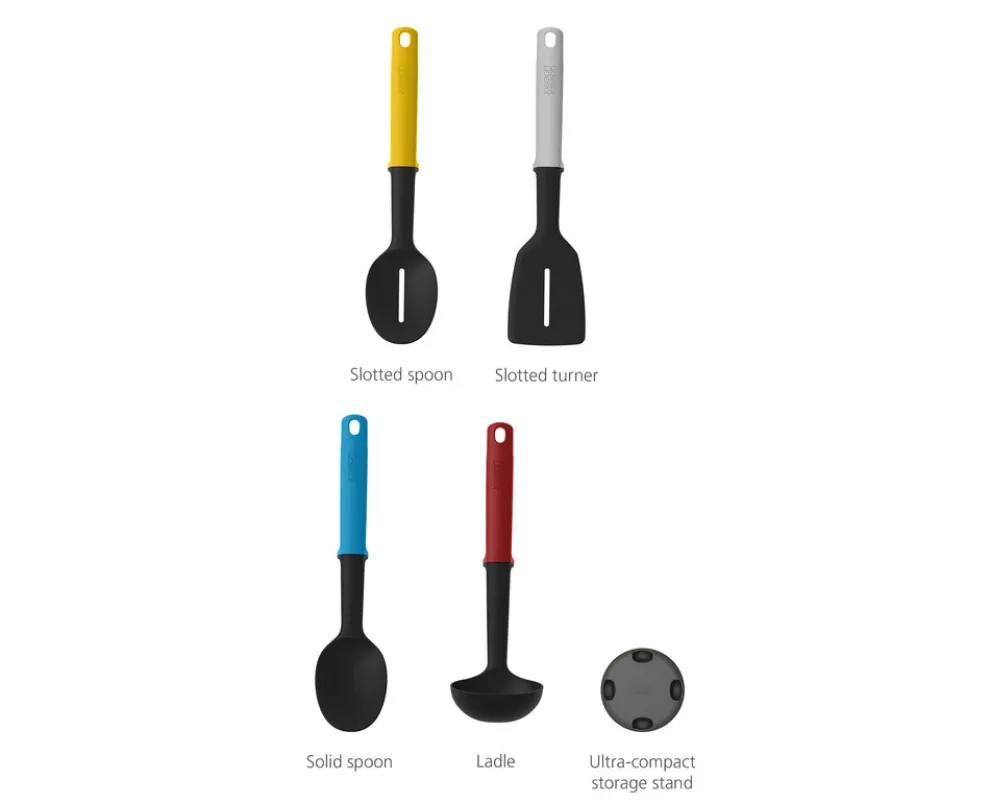Joseph Joseph Elevate Slim 4-piece Utensil Set with Storage Stand, Multicolour