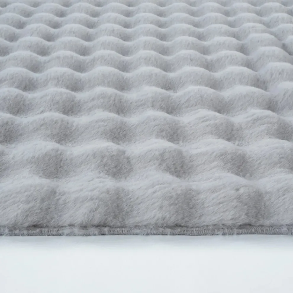 Kaşmir Rugs 7/24 Cosy Premium Bubble Rug, 80cmx150cm, Light Grey