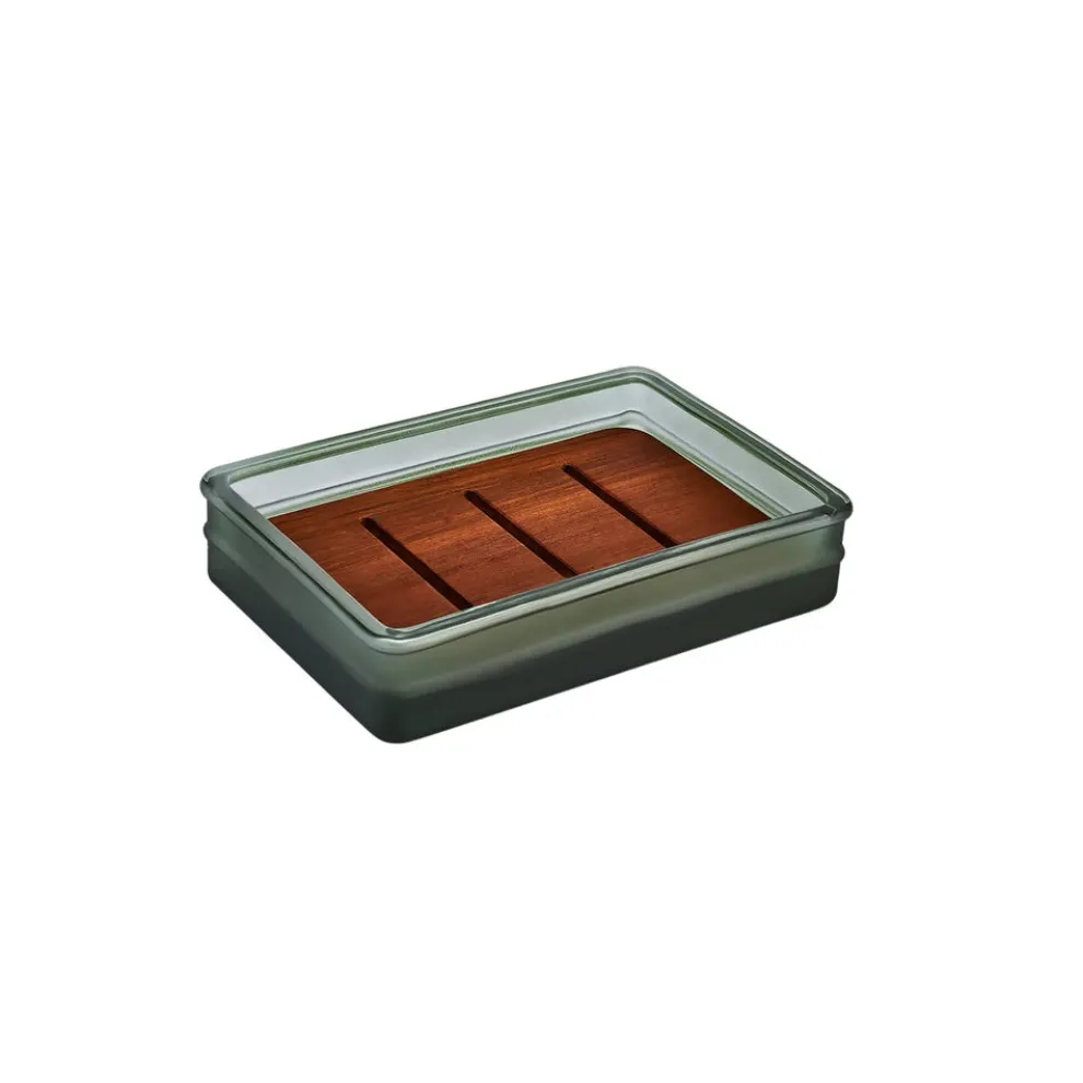 Karaca Abiete Glass Tray, 24cmx23.5cmx3.25cm, Green Multi