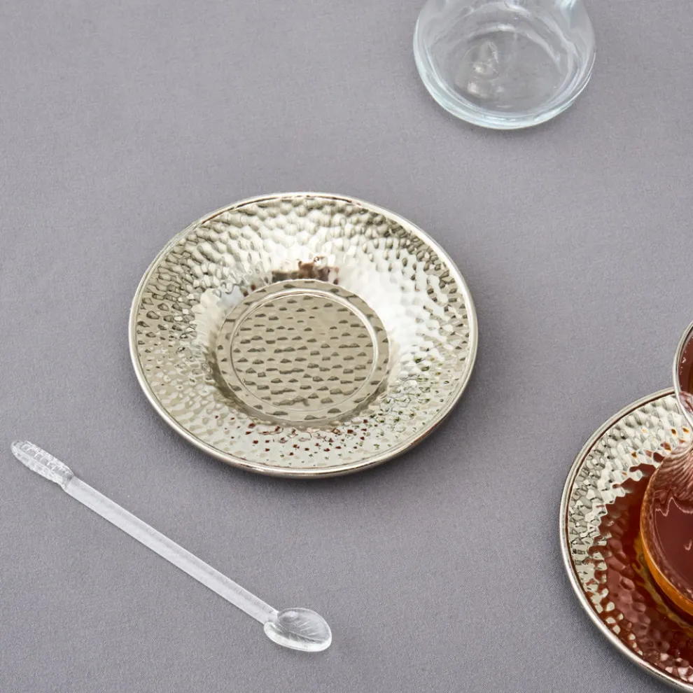 Karaca Ada 18-Piece Turkish Tea Set for 6 People, 130ml, Platin