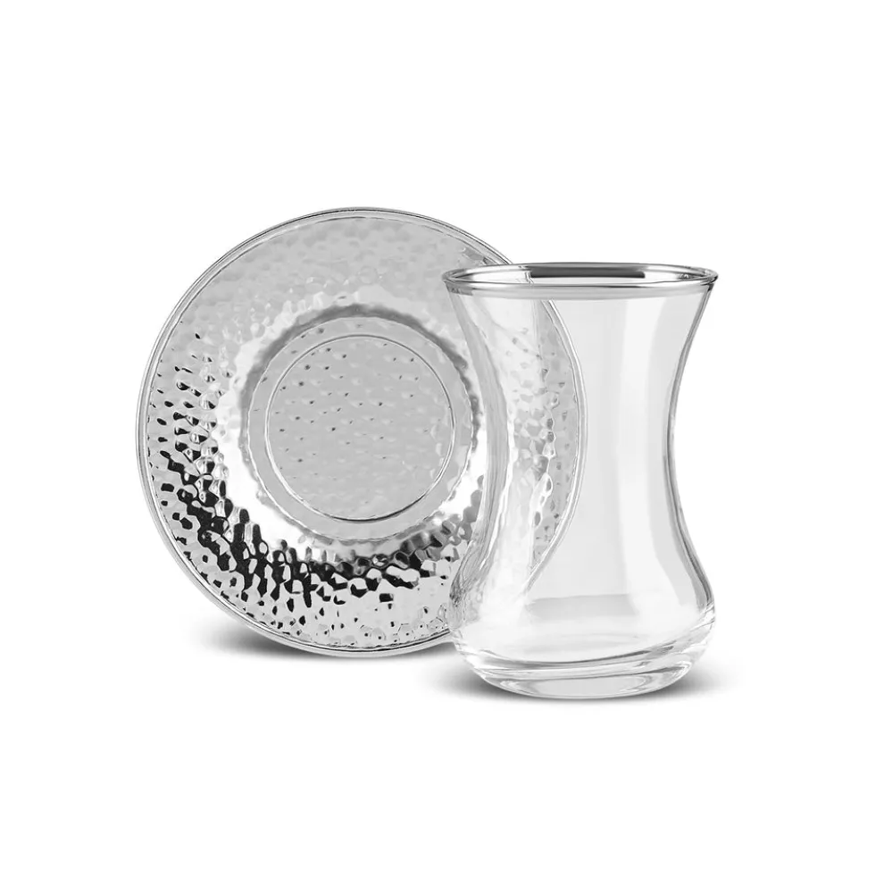 Karaca Ada 18-Piece Turkish Tea Set for 6 People, 130ml, Platin