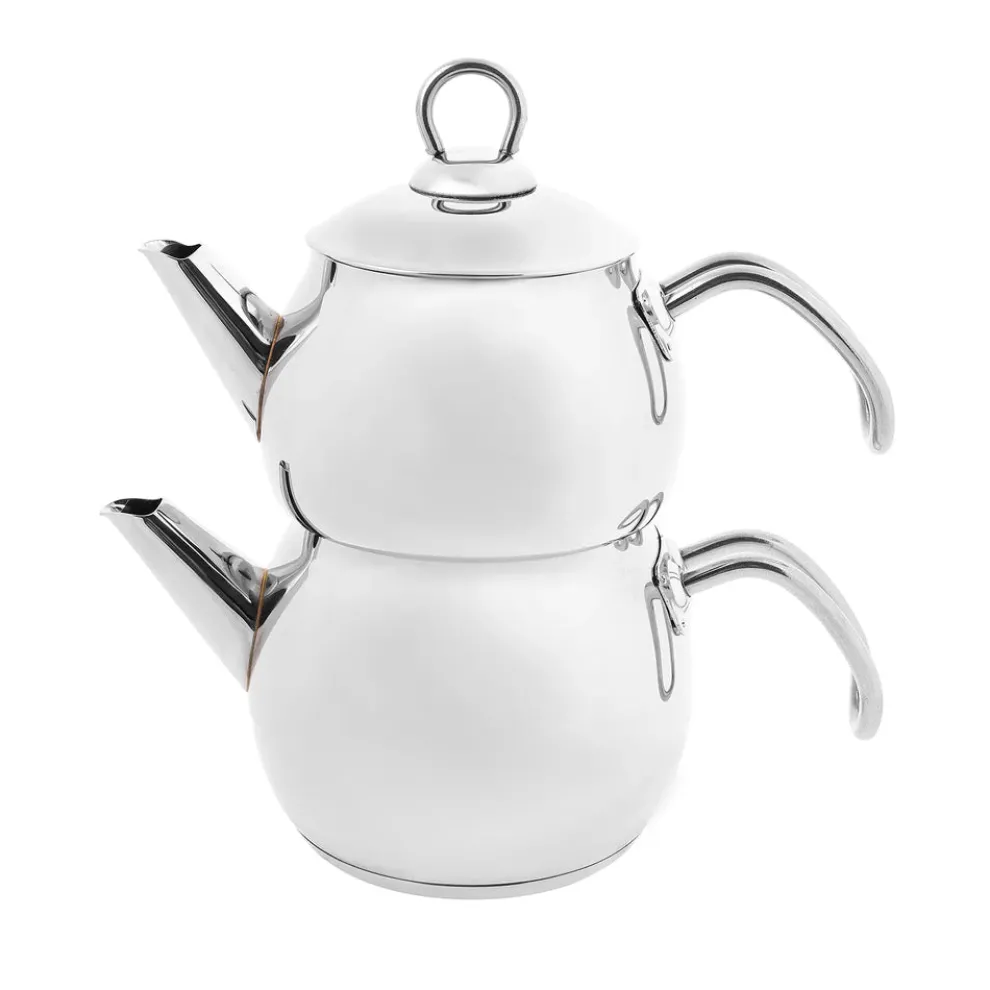 Karaca Adelya Stainless Steel Induction Teapot Set, Small, Silver