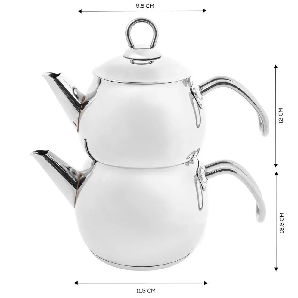 Karaca Adelya Stainless Steel Induction Teapot Set, Small, Silver