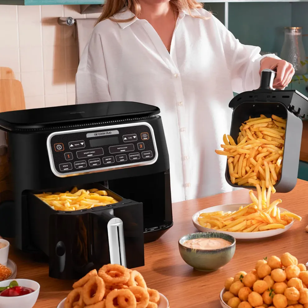 Karaca Air Cook Duo 2-in-1 Air Fryer with Stew Function, 8L, 2500W, Black Chrome