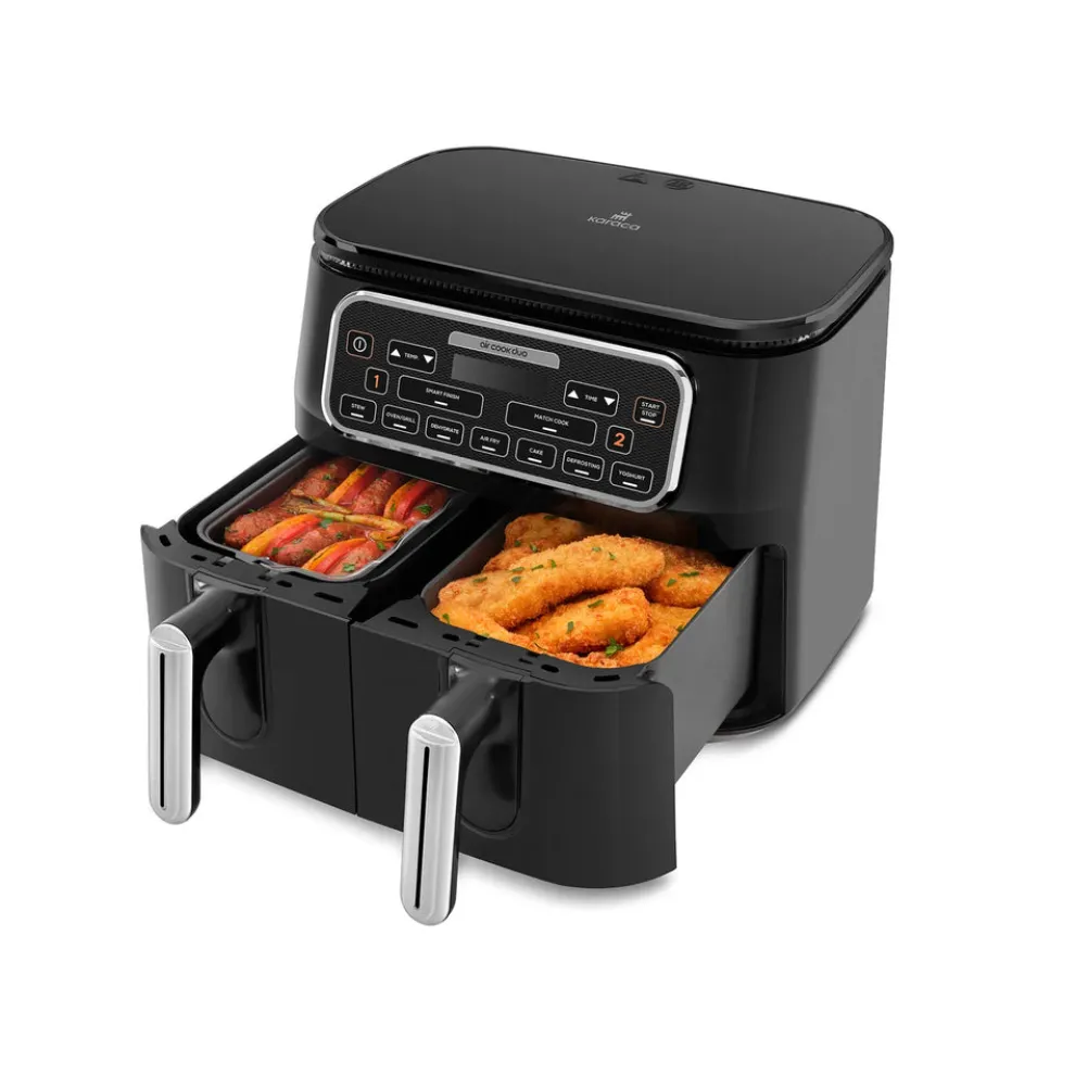 Karaca Air Cook Duo 2-in-1 Air Fryer with Stew Function, 8L, 2500W, Black Chrome
