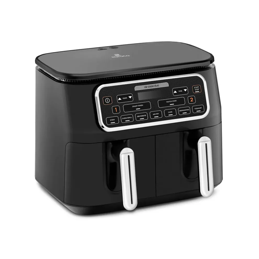 Karaca Air Cook Duo 2-in-1 Air Fryer with Stew Function, 8L, 2500W, Black Chrome