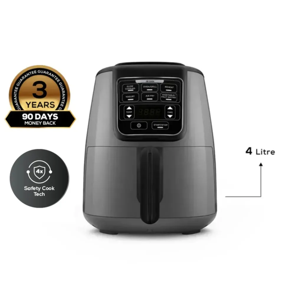 Karaca Air Cook XL 2 in 1 Air Fryer, 4L, 1550W, Space Grey
