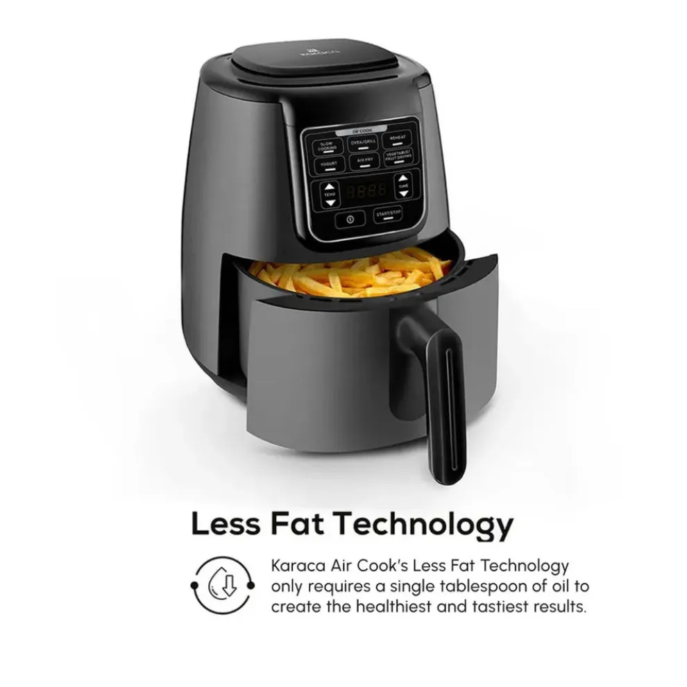 Karaca Air Cook XL 2 in 1 Air Fryer, 4L, 1550W, Space Grey