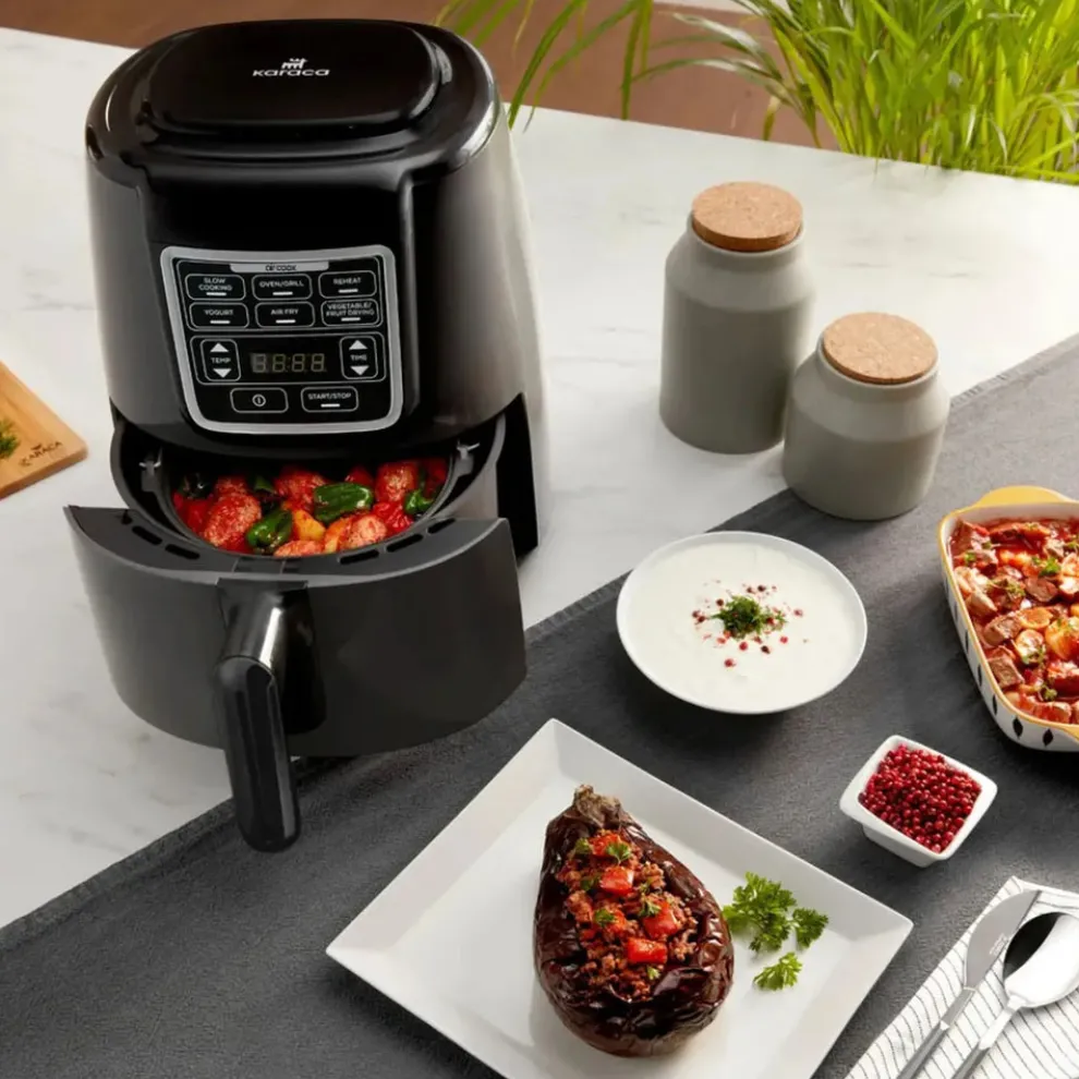 Karaca Air Cook XL 2 in 1 Air Fryer, 4L, 1550W, Space Grey