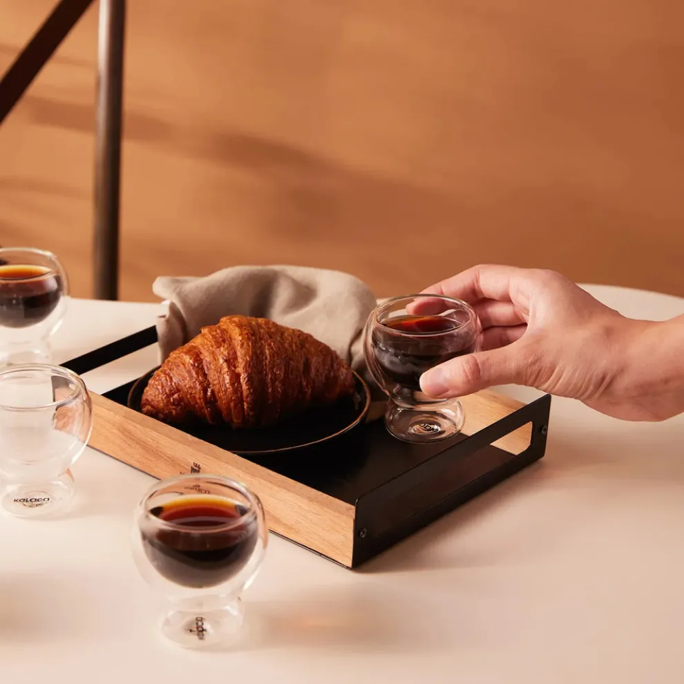 Karaca Anthon Shaped 6-Piece Glass Espresso Turkish Coffee Cup Set for 6 People, 100ml, Transparent