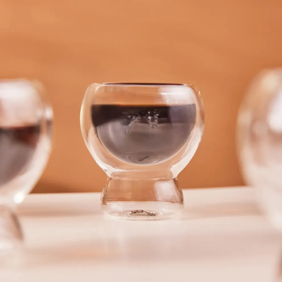 Karaca Anthon Shaped 6-Piece Glass Espresso Turkish Coffee Cup Set for 6 People, 100ml, Transparent