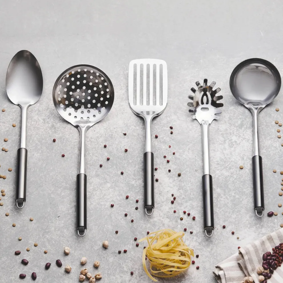 Karaca Apricot Master 5-Piece Serving Set, Black