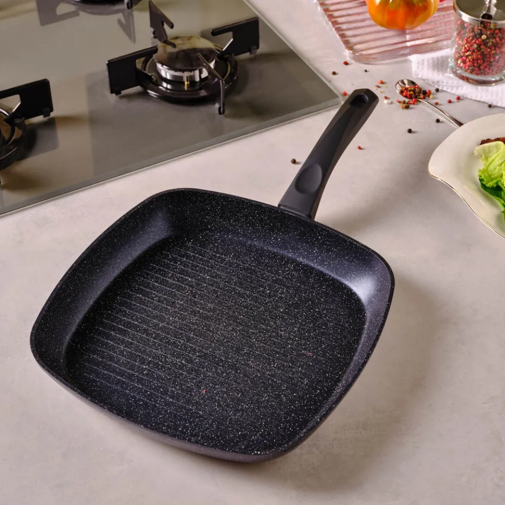 Karaca Aqua Granite Non-Stick Induction Grill Pan, 28cm, Blue
