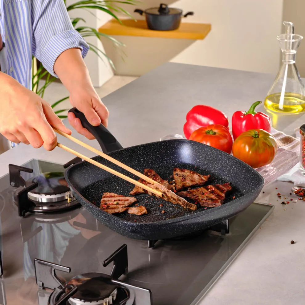 Karaca Aqua Granite Non-Stick Induction Grill Pan, 28cm, Blue