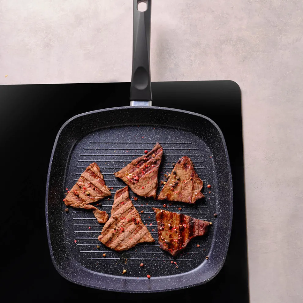 Karaca Aqua Granite Non-Stick Induction Grill Pan, 28cm, Blue