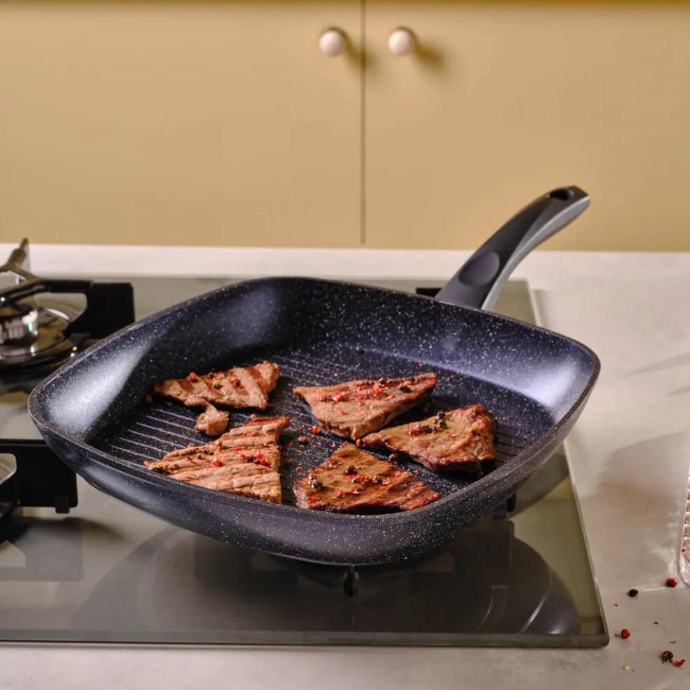 Karaca Aqua Granite Non-Stick Induction Grill Pan, 28cm, Blue