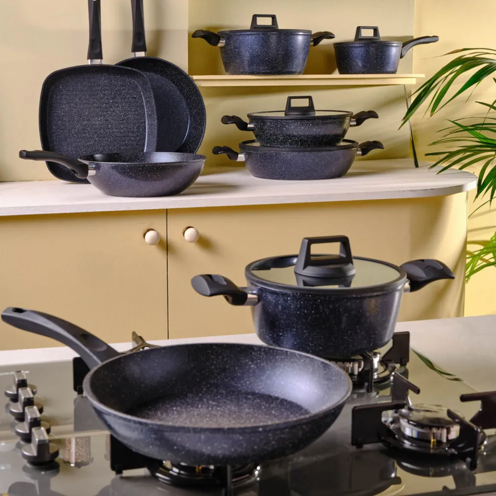 Karaca Aqua Granite Non-Stick Induction Grill Pan, 28cm, Blue