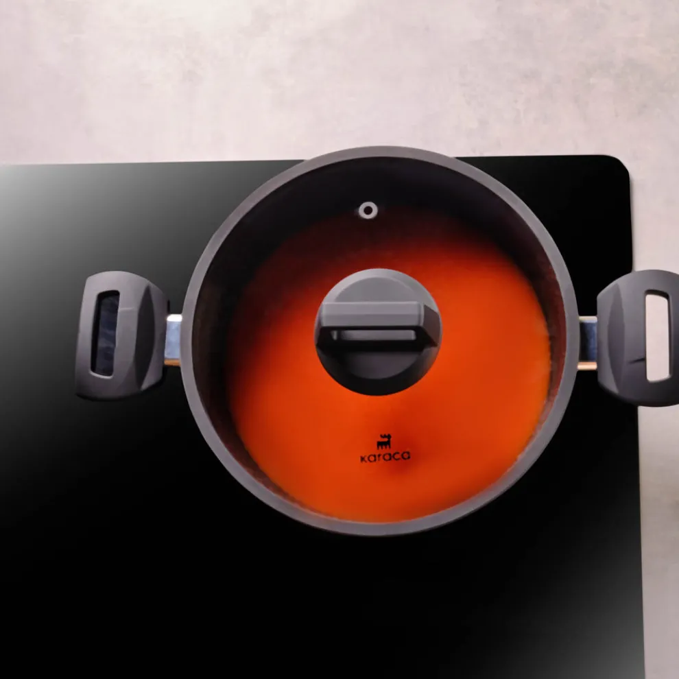 Karaca Aqua Granite Non-Stick Induction Shallow Casserole, 24cm, Blue