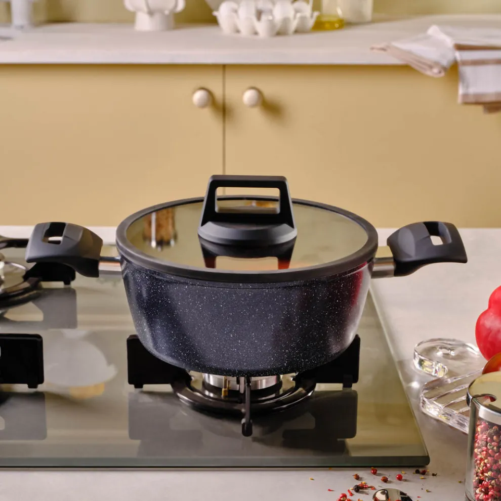 Karaca Aqua Granite Non-Stick Induction Casserole, 20cm, Blue