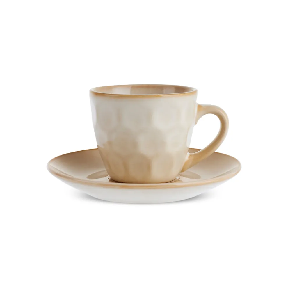 Karaca Aria Reactive Glaze 2-Piece Espresso Turkish Coffee Cup, 90ml, Beige
