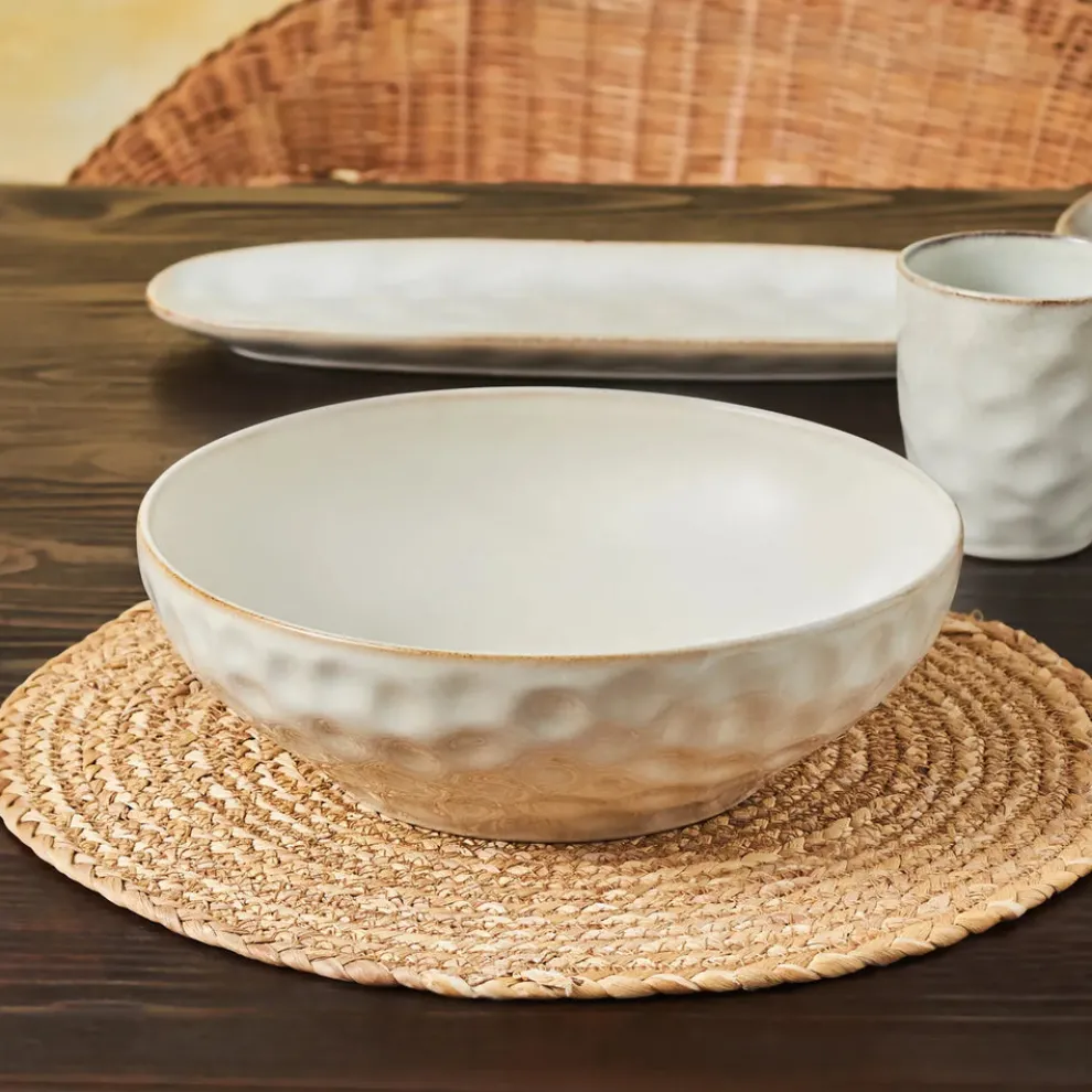 Karaca Aria Reactive Glaze Serving Bowl, 27cm, Beige