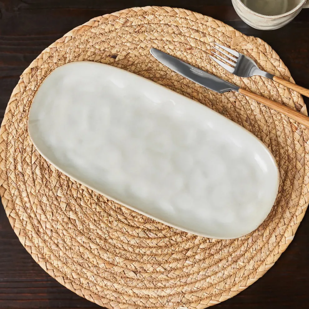 Karaca Aria Reactive Glaze Serving Platter, 31cm, Beige