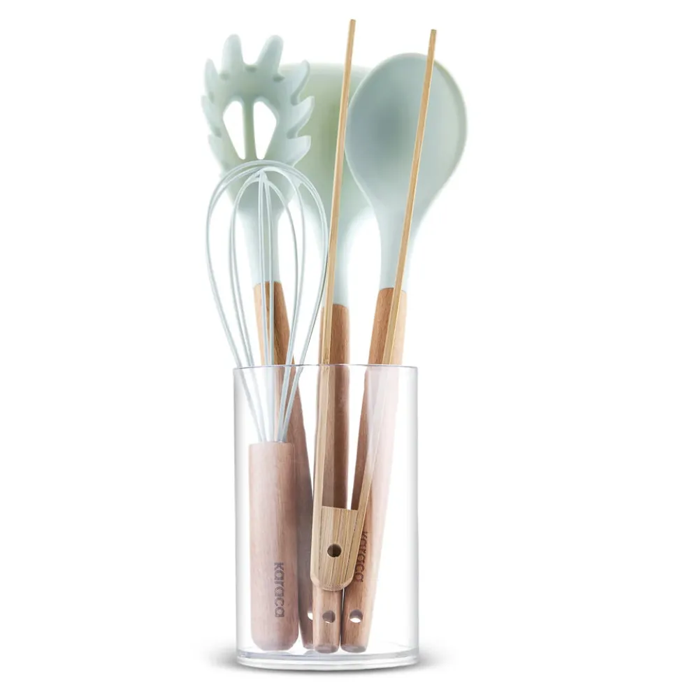 Karaca Aura 6-Piece Kitchen Utensil Set with Stand , Green