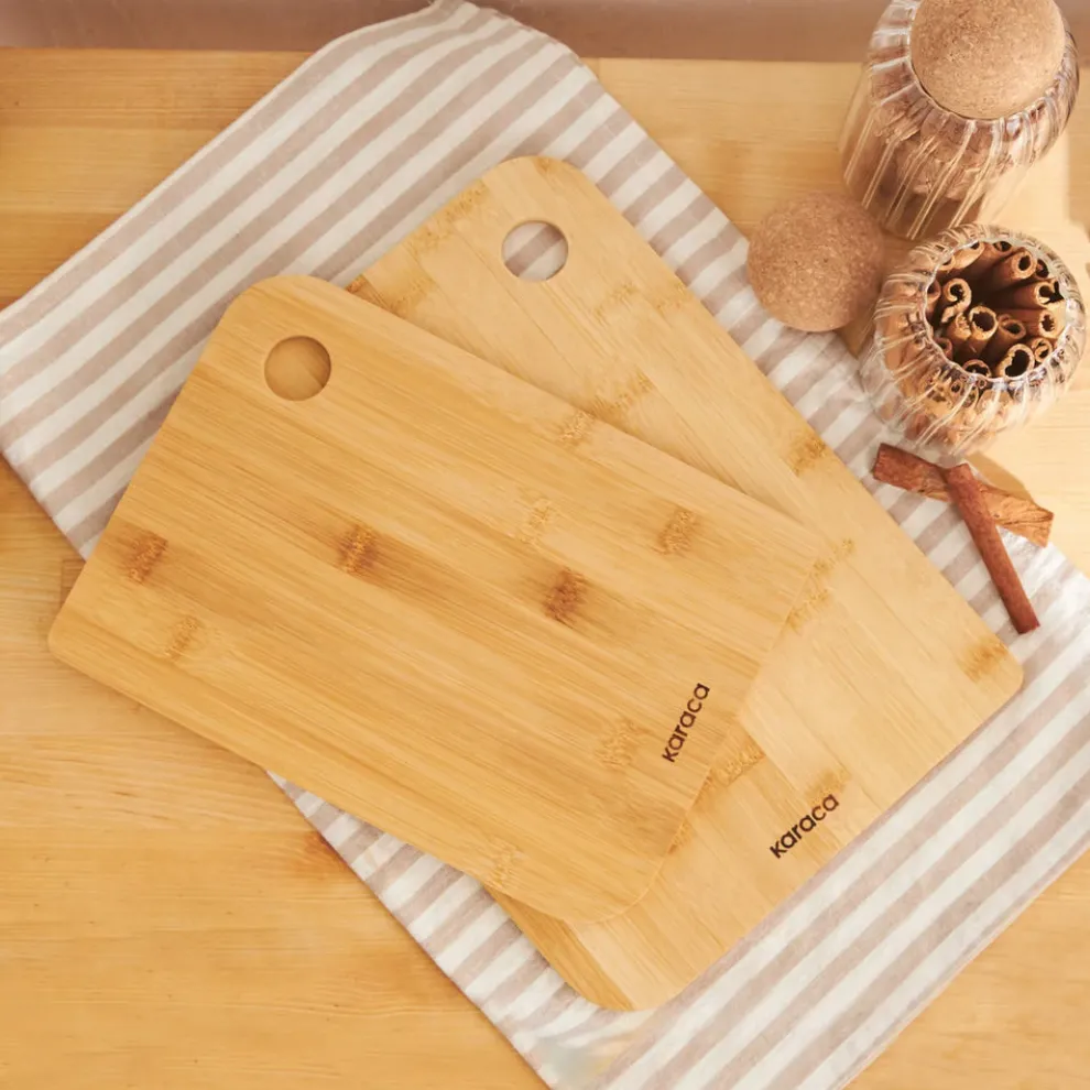 Karaca Azur 2 Piece Bamboo Chopping Board, Wood